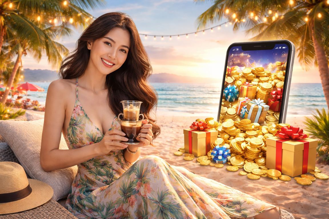Người dùng Việt Nam chơi casino trực tuyến trên điện thoại bên ly cà phê tại Vũng Tàu